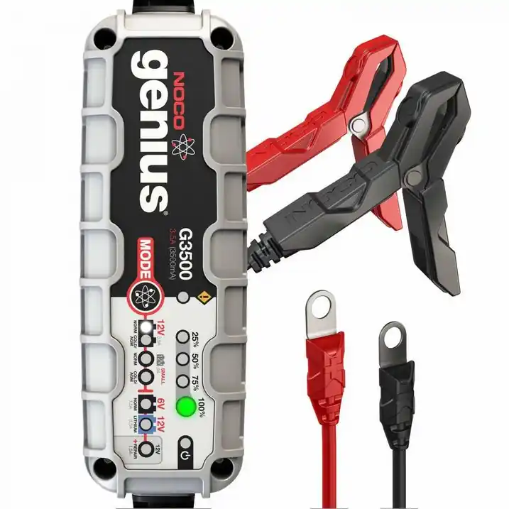 Noco Genius G3500 EU Batterie-Ladegerät 6V/ 12V 3,5A für Blei- und Lithium-Akkus bis 120Ah mit Krokodilklemmen und Kabelschuhen Markenprodukt