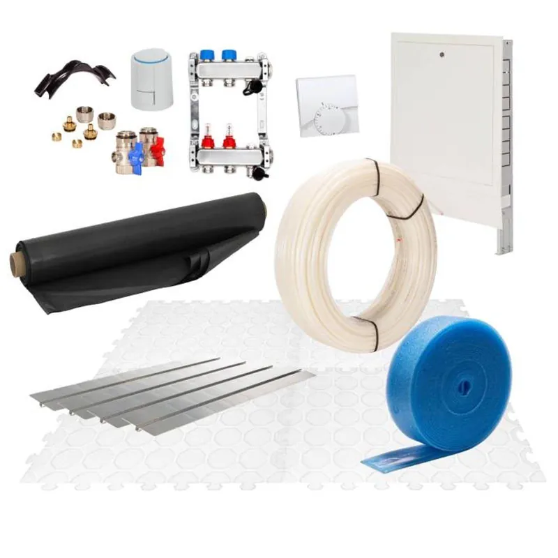 80 m² Set Trockenestrichsystem 25 mm WLG 035 PE-RT Rohr Raster 12,5 cm 7 Heizkreise Regler 230 V + Zubehör Preiswert