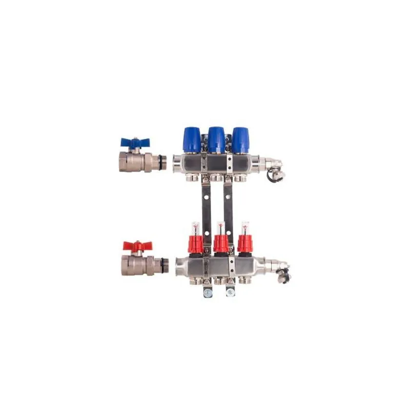Heizkreisverteiler BASIC für Fußbodenheizung 3 Heizkreise mit Kugelhahn-Set Echt