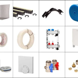 Zertifiziert 20 m² Set Tackersystem Faltplatte 30 mm WLG 045 16x2 PE-RT Rohr Raster 15 cm 2 Heizkreise Regler 230 V + Zubehör