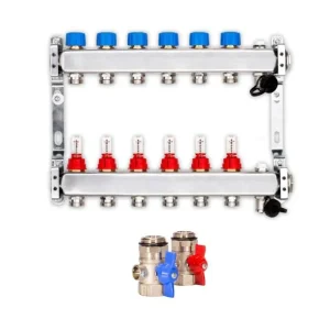 Neue Kollektion Heizkreisverteiler PREMIUM 6-fach mit Durchflussmesser und Kugelhahn-Set