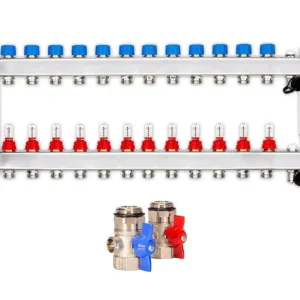 Heizkreisverteiler PREMIUM 12-fach mit Durchflussmesser und Kugelhahn-Set Preis Gesenkt