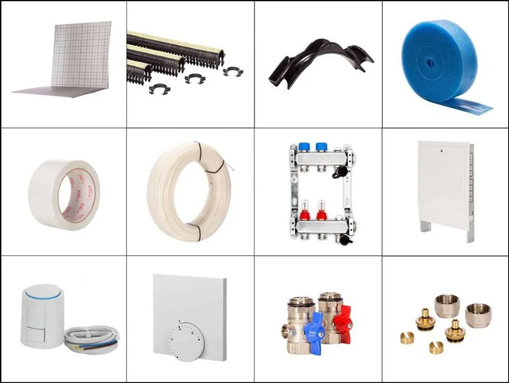 Top-Angebot 100 m² Set Tackersystem Faltplatte 35 mm WLG 045 16x2 PE-RT Rohr Raster 15 cm 8 Heizkreise Regler 230 V + Zubehör