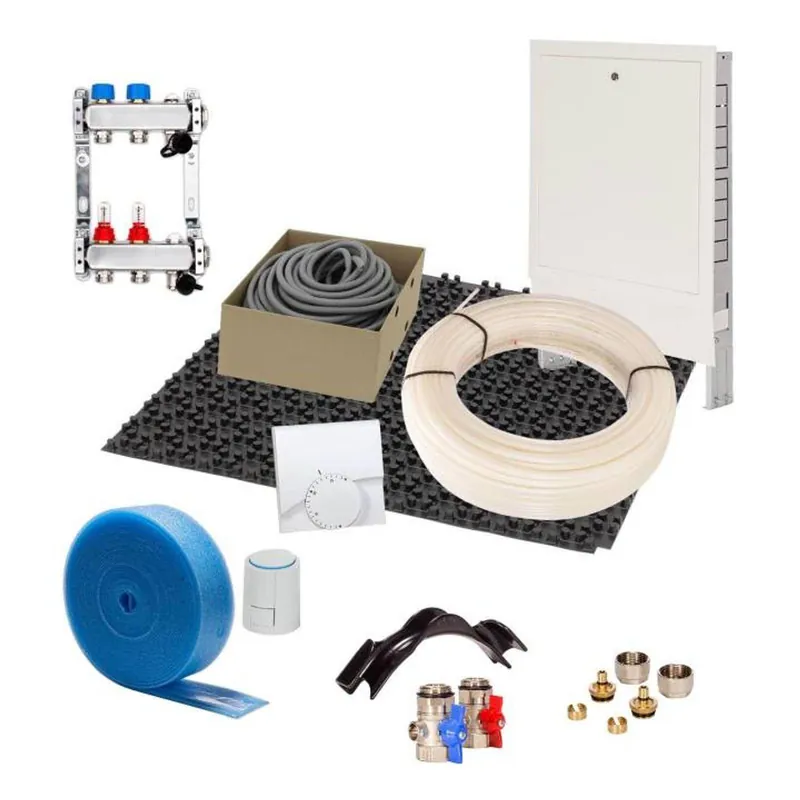 10 m² Set Noppensystem 11 mm WLG 040 16x2 PE-RT Rohr Raster 15 cm 2 Heizkreise Regler 230 V + Zubehör Neu