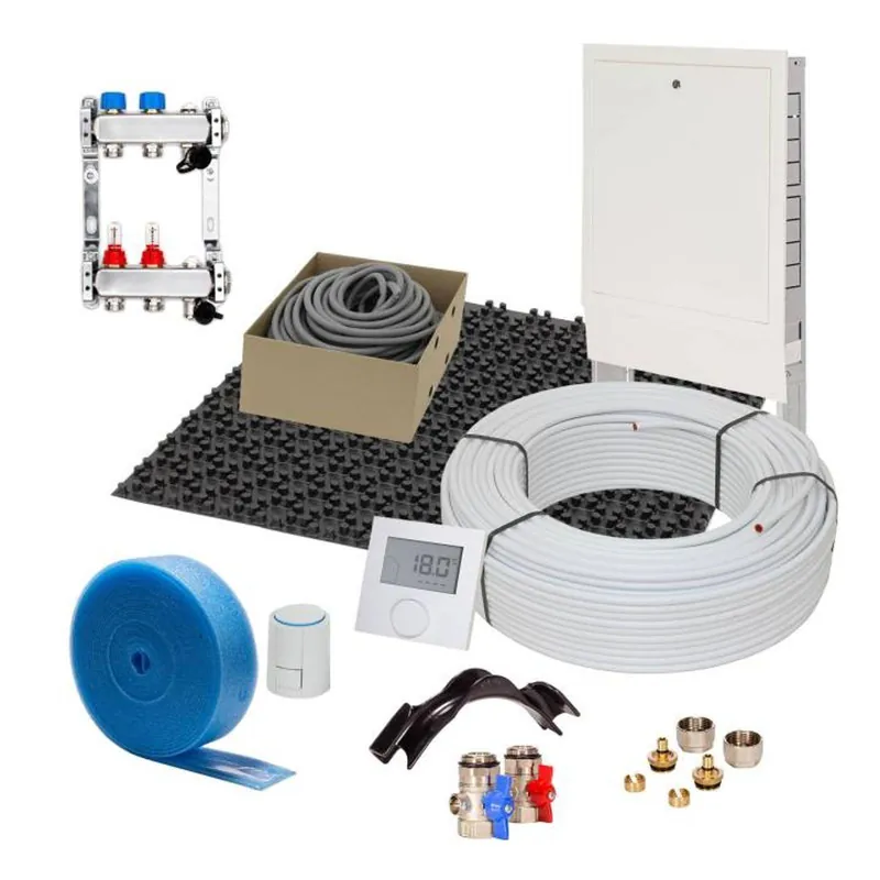 10 m² Set Noppensystem 11 mm WLG 040 16x2 Alu-Verbundrohr Raster 10 cm 2 Heizkreise LCD Regler 230 V + Zubehör Neue Ware