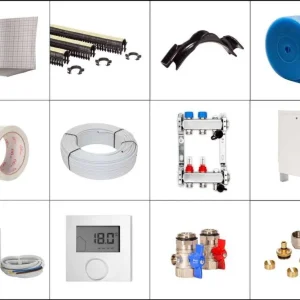 Zertifiziert 100 m² Set Tackersystem Faltplatte 20 mm WLG 045 16x2 Alu-Verbundrohr Raster 15 cm 8 Heizkreise LCD Regler 230 V + Zubehör