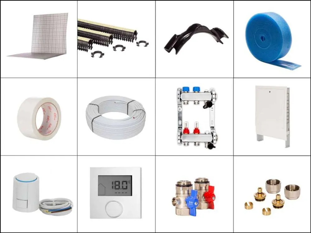 Zertifiziert 100 m² Set Tackersystem Faltplatte 25 mm WLG 045 16x2 Alu-Verbundrohr Raster 15 cm 8 Heizkreise LCD Regler 230 V + Zubehör