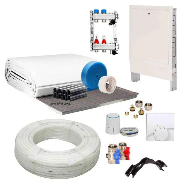 Wochenendangebot 10 m² Set Tackersystem Rollbahn 35 mm WLG 045 16x2 Alu-Verbundrohr Raster 15 cm 2 Heizkreise Regler 230 V + Zubehör