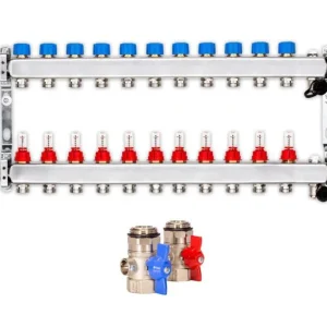 Heizkreisverteiler PREMIUM 11-fach mit Durchflussmesser und Kugelhahn-Set Preiswert