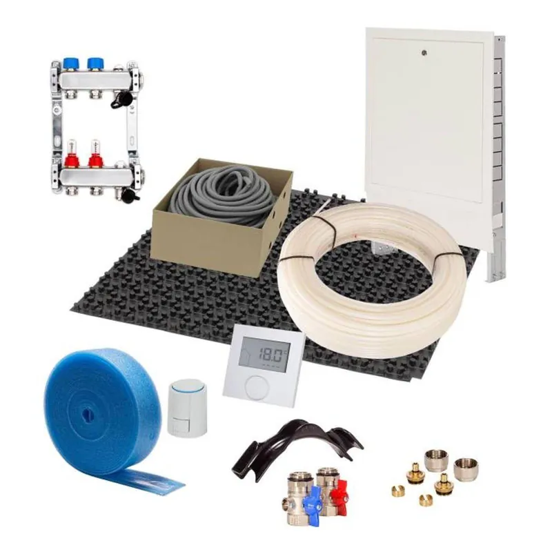 10 m² Set Noppensystem 30 mm WLG 040 16x2 PE-RT Rohr Raster 10 cm 2 Heizkreise LCD Regler 230 V + Zubehör Direkt Vom Hersteller