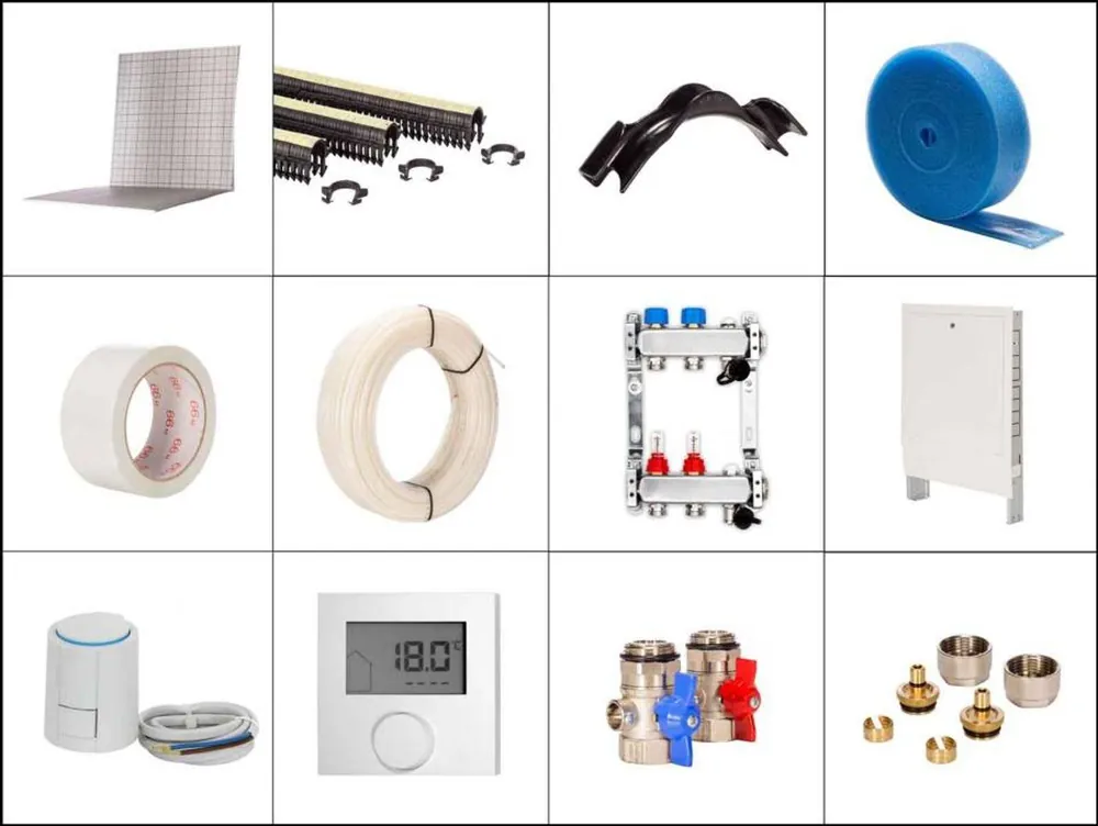 30 m² Set Tackersystem Faltplatte 25 mm WLG 045 16x2 PE-RT Rohr Raster 15 cm 2 Heizkreise LCD Regler 230 V + Zubehör Angebot