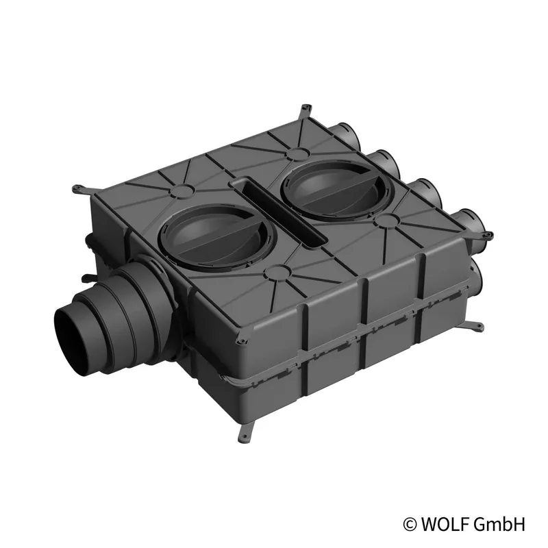 Mega-Angebot Wolf Luftverteiler DN 125- 180 8 Stutzen DN75 mit 4 Verschlusskappen