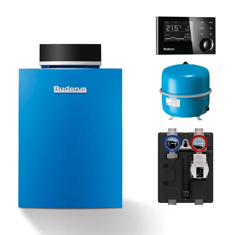 Mega-Angebot Buderus Paket K60S Gas-Brennwertkessel Logaplus GB212 22 kW Bedieneinheit Logamatic RC310 Zubehör ohne Mischer