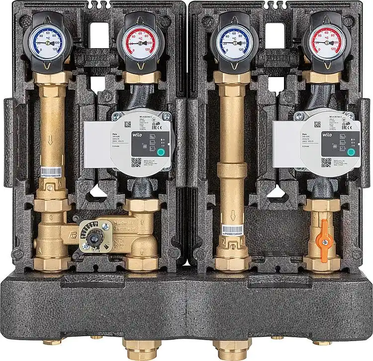Modulverteilergruppe DN25(1") 1x direkt, 1x gemischt, 2x Wilo Para SC25/6-43 Heißes Angebot