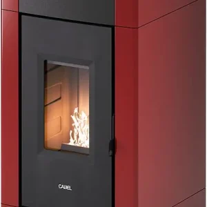 Neu Pelletofen Cadel Cristal 9, Verkleidung Metall Rot
