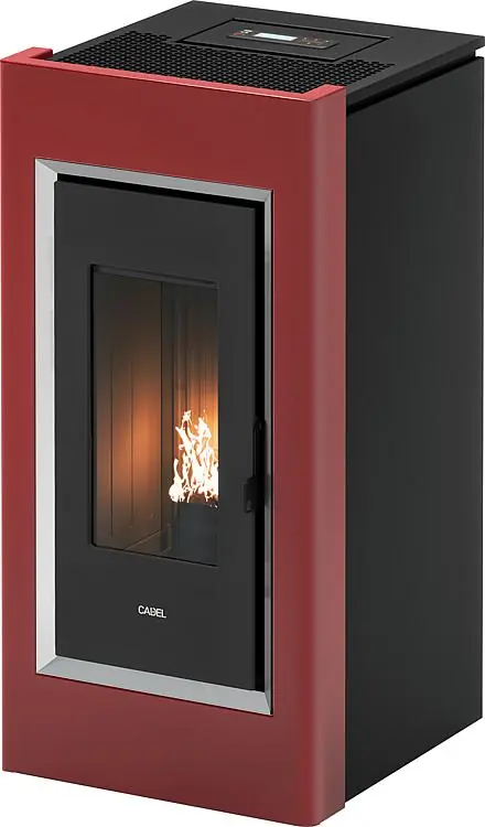Pelletofen Cadel Prince Plus 11, T1 Wifi Grundgerät mit Verkleidung Metall Rot 11 KW, Warmluftverteilung Versand Am Gleichen Tag
