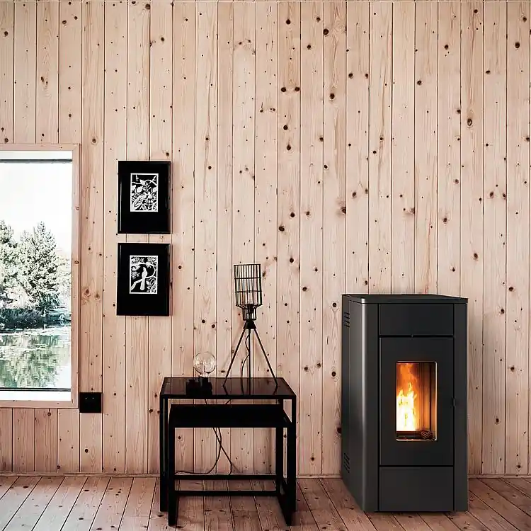 Top-Preis Pelletofen May Air Grundgerät + Verkleidung Metall Schwarz, 7KW