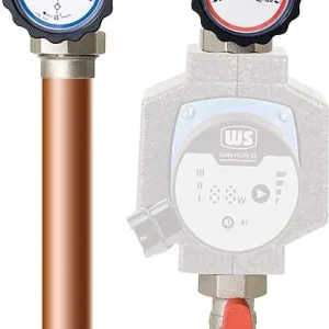 Pumpenabsperr-Set Typ7, DN25(1") vernickelt mit Überwurfmutter und Thermometer r Begrenztes Angebot