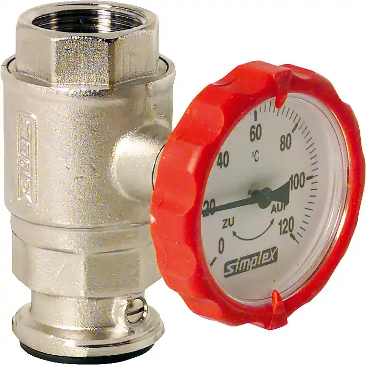 Pumpenkugelhahn mit SKB Typ S integrierter Thermometer 63 mm rund 1", in Rot Garantierte Lieferung