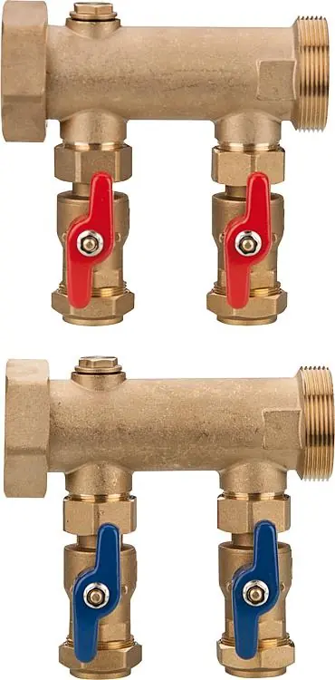 Günstig Soleverteiler DN 40 (1 1/2") 25 mm Klemmanschluss, 2 Kreise