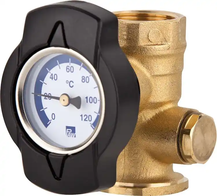 Garantierte Lieferung Thermometerkugelhahn TK mit Zeigerthermometer blau 1 Flansch 1 IG