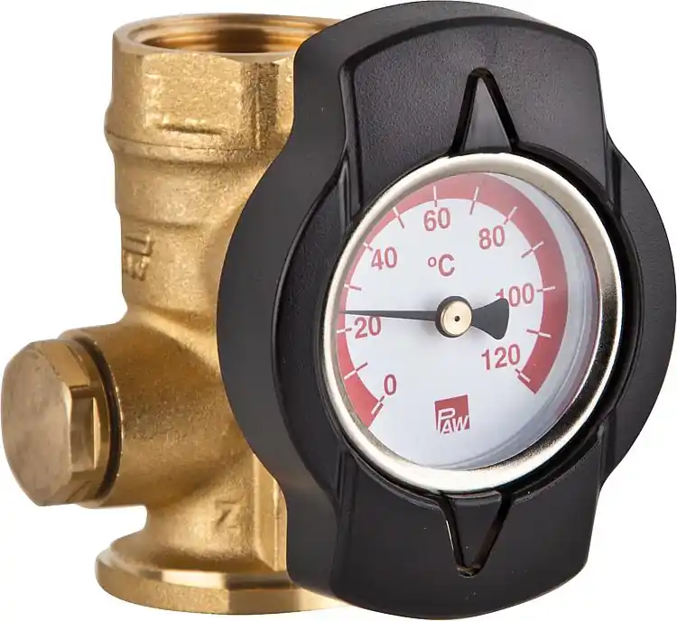 Preisknaller Thermometerkugelhahn TKS mit Zeigerthermometer rot 1 Flansch 1 IG