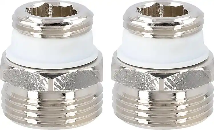 Letzte Chance Übergangsnippel-Set Eurokonus DN20 (3/4") x DN15 (1/2") AG, messing vernickelt, selbstdichtend (2 Stück)