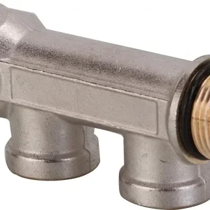 Verteiler 2-Fach DN 20 (3/4") x IG DN 15 (1/2"), Messing vernickelt Jetzt Bestellen