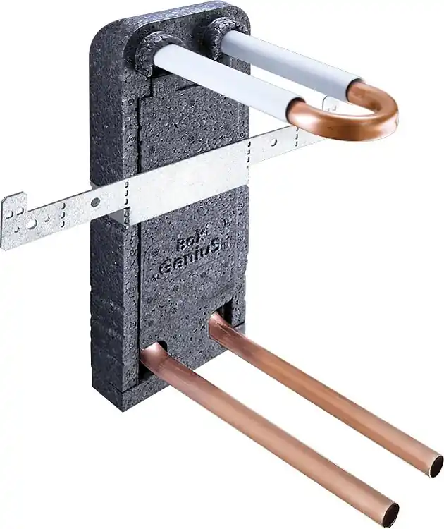 Wandbox aus EPP mit Rohrbogeneinheit aus Kupfer-Rohr 15x1,0mm,Höhe 200mm in U-Fo Preiswert