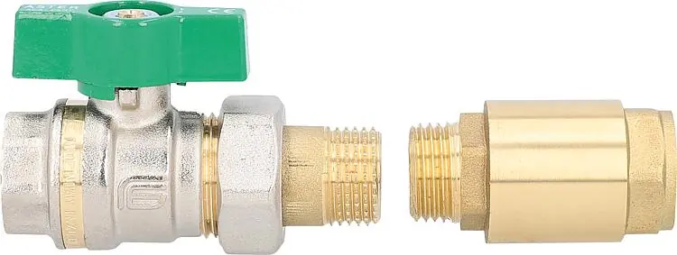 Zirkulationspumpen Anschluss-Set 2-teilig DN15(1/2"), Kugelhahn und Rückflussverhinderer Echt