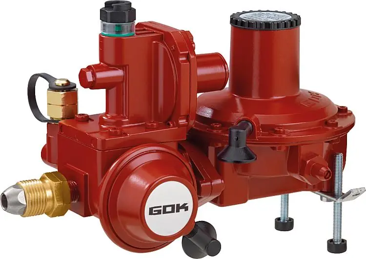 Behälterregler-Kombination RVS 18 bis 12kg/h 50mbar mit Notversorgungsanschluß Expressversand