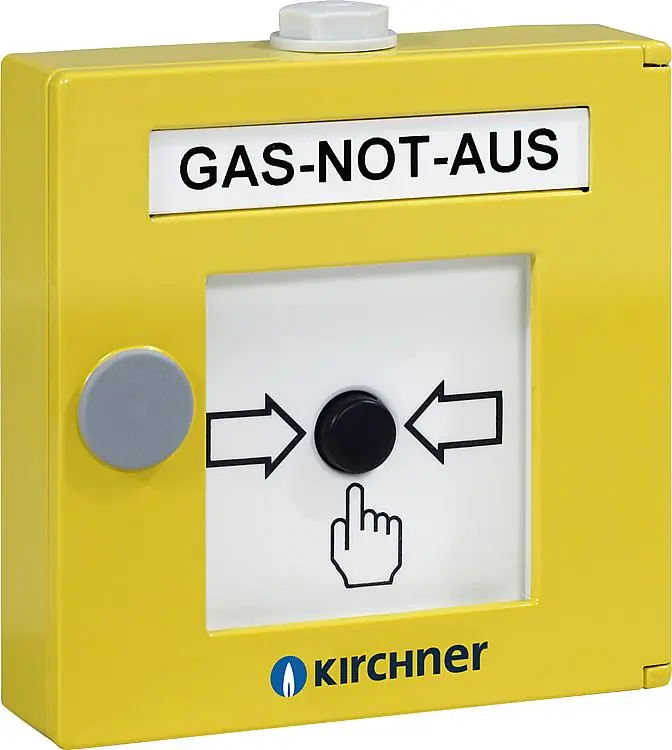 Gas "NOT-AUS" Taster Hinterglas Ausführung 230V, IP43 Neue Ware