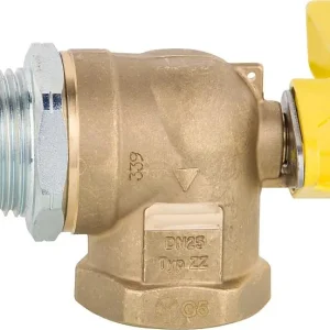 Letzte Chance Gasabsperr-Kugelhahn 3/4" für Zweirohrzähler, Eckform
