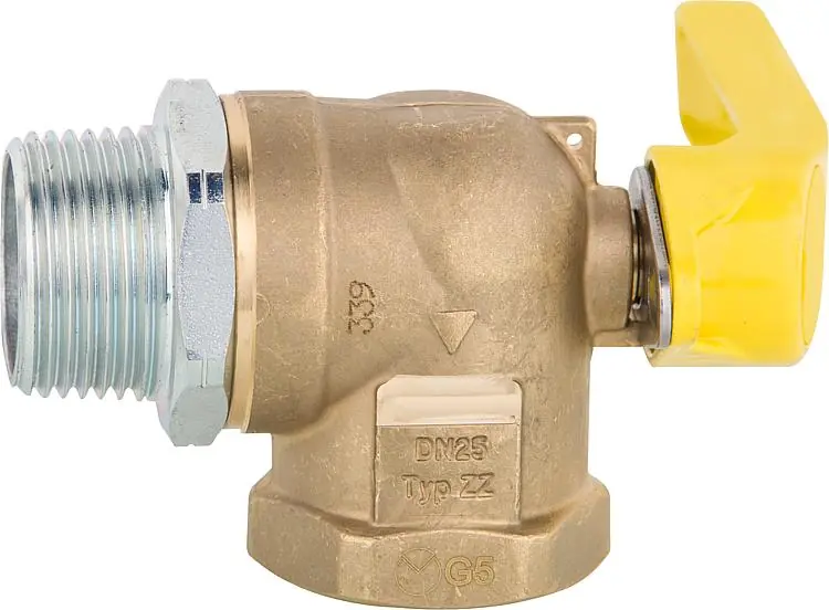 Letzte Chance Gasabsperr-Kugelhahn 3/4" für Zweirohrzähler, Eckform